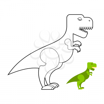 T-rex dinosaur coloring book. Scary big Tyrannosaurus. Prehistoric reptile with large teeth. Big Green Jurassic predator
