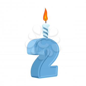 2 years birthday. Number with festive candle for holiday cake. Forty Anniversary