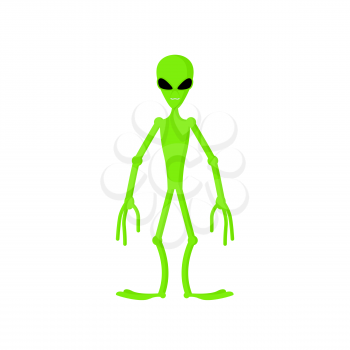 Green alien isolated. UFO on white background. Space invader. martian
