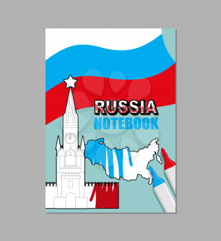 Russia notes. Russian Covers for notebooks. National book. Moscow Kremlin and Russian map
