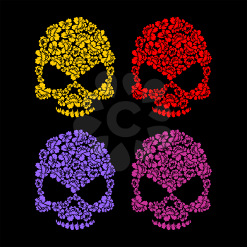 Skull flower petals. Floral colorful skull.
