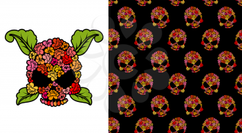 Jolly Roger of roses. Flower skull. Pattern skulls. Vector illustration