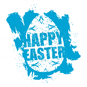 Happy easter emblem. Egg symbol Religion holiday. Grunge style. Brush and splashes.
