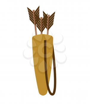 Quiver of arrows isolated. Archer accessory on white background
