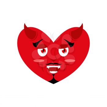 Heart of devil. Red Demon love. Horns and fangs
