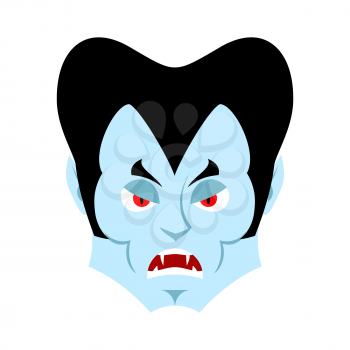 Dracula angry Emoji. Vampire evil emotion face isolated
