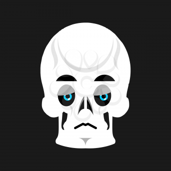 Skull Sad Emoji. skeleton head  sorrowful emotion isolated

