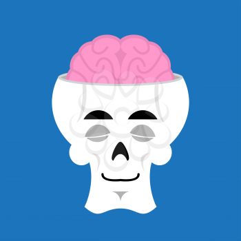 Skull and brain sleeps Emoji. skeleton head asleep emotion isolated
