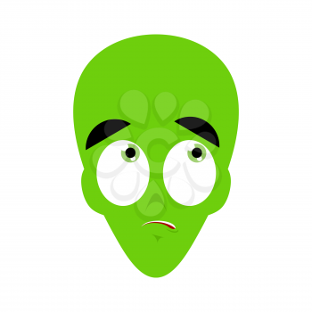 UFO Surprised Emoji. Green alien face astonished emotion. martian avatar
