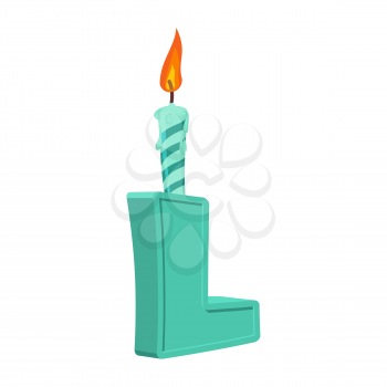 Letter L birthday font. Letter and candle. anniversary alphabet sign. Celebratory ABC