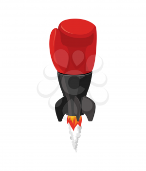boxing glove rocket. Sport Air bomb. Fighting rocket . flaming punch. Military bomb
