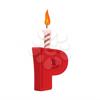 Letter P birthday font. Letter and candle. anniversary alphabet sign. Celebratory ABC