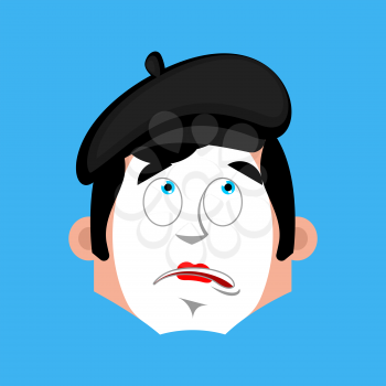 Mime bewildered emotion avatar. pantomime at a loss emoji. mimic icon. Vector illustration
