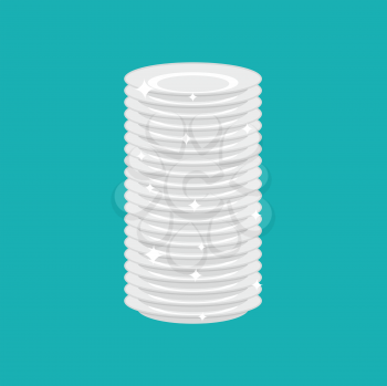 Clean plates stack isolated. fresh dishes. Vector illustration
