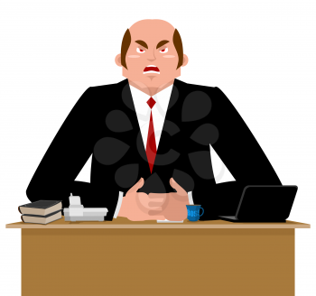 Big boss angry. Great boss is wicked. Business Vector Illustration
