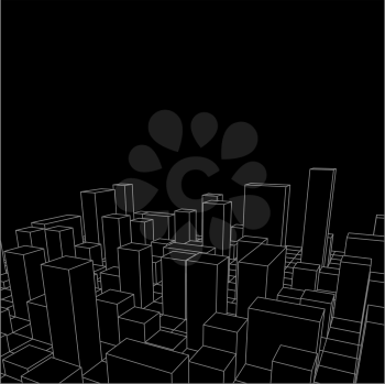 Night Skyline City. Abstract town. Industrial landscape Vector illustration
