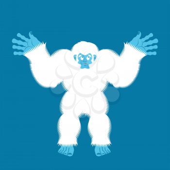Yeti guilty. Bigfoot surprise. Abominable snowman culpablen. Vector illustration
