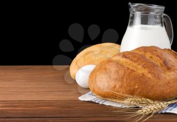 fresh bread isolated on black background