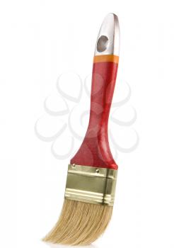 wooden red paintbrush isolated on white background