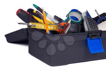 plastic toolbox full of tools
