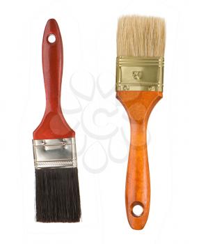 wooden red paintbrushes isolated on white background