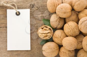 walnuts fruit on wood background texture