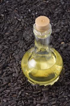 sunflower seeds and pot of oil