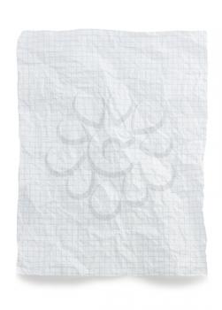 wrinkled note paper isolated on white background