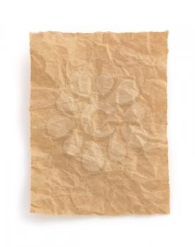 wrinkled note paper isolated on white background