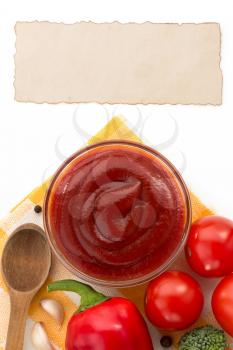 tomato sauce in bowl isolated on white background