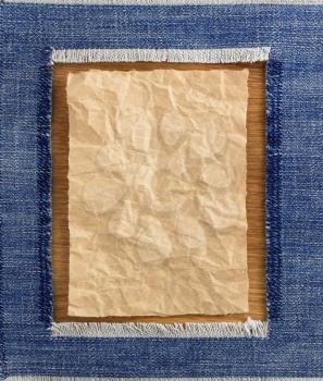 wrinkled parcel paper and jeans  texture