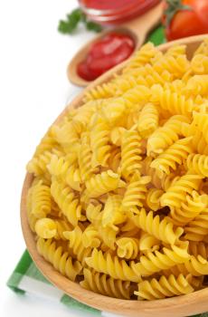 pasta fusilli isolated on white background