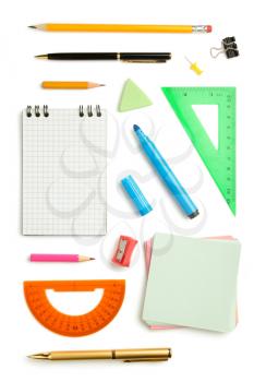 office  supplies isolated on white background