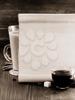coffee concept on wooden background