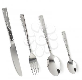 fork, knife and spoon isolated on white background