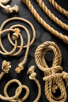 ship rope at black background texture