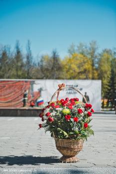 Victory Square with flowers.