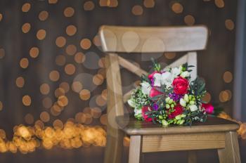 Bouquet on a wooden stool in the Studio.