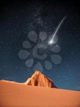 falling star . Moon Valley in Atacama Desert, Chile