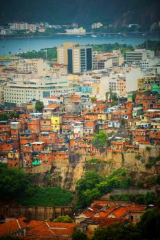 Favela, crowded Brazilian slum in Rio de Janeiro