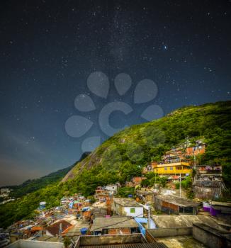 Favela night. Rio de Janeiro Slums at Night