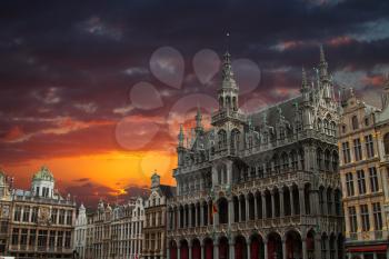 Brussels Grand Place. The evening in the old city in Europe
