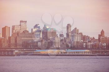 New York City Manhattan Skyline, U.S.A. colorful sunset