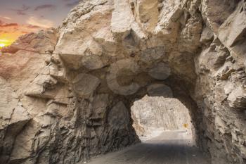 road through the rocks in the Atacama Desert. Chile.