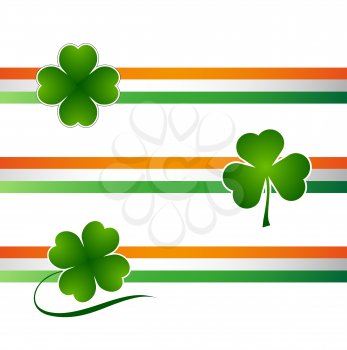 Clover leaf on flag element background for happy St. Patricks Day