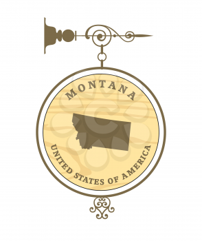 Vintage label with map of Montana, vector