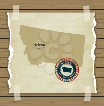 Montana map with stamp vintage vector background