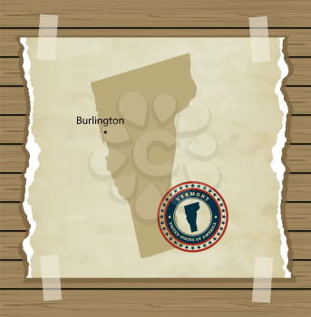 Vermont map with stamp vintage vector background