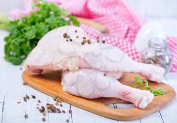 raw chicken legs with pepper and salt