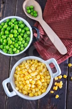 sweet corn and green peas in bowl